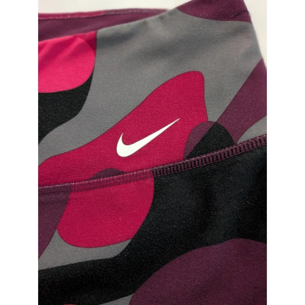 Nike Dri Fit Women's Cropped Capri Pants Leggings Black Pink Camouflage Large L